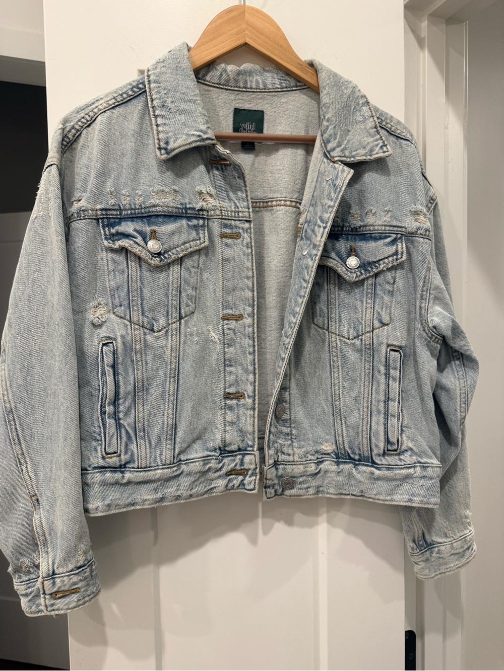wild fable Light Blue Distressed Denim Jacket